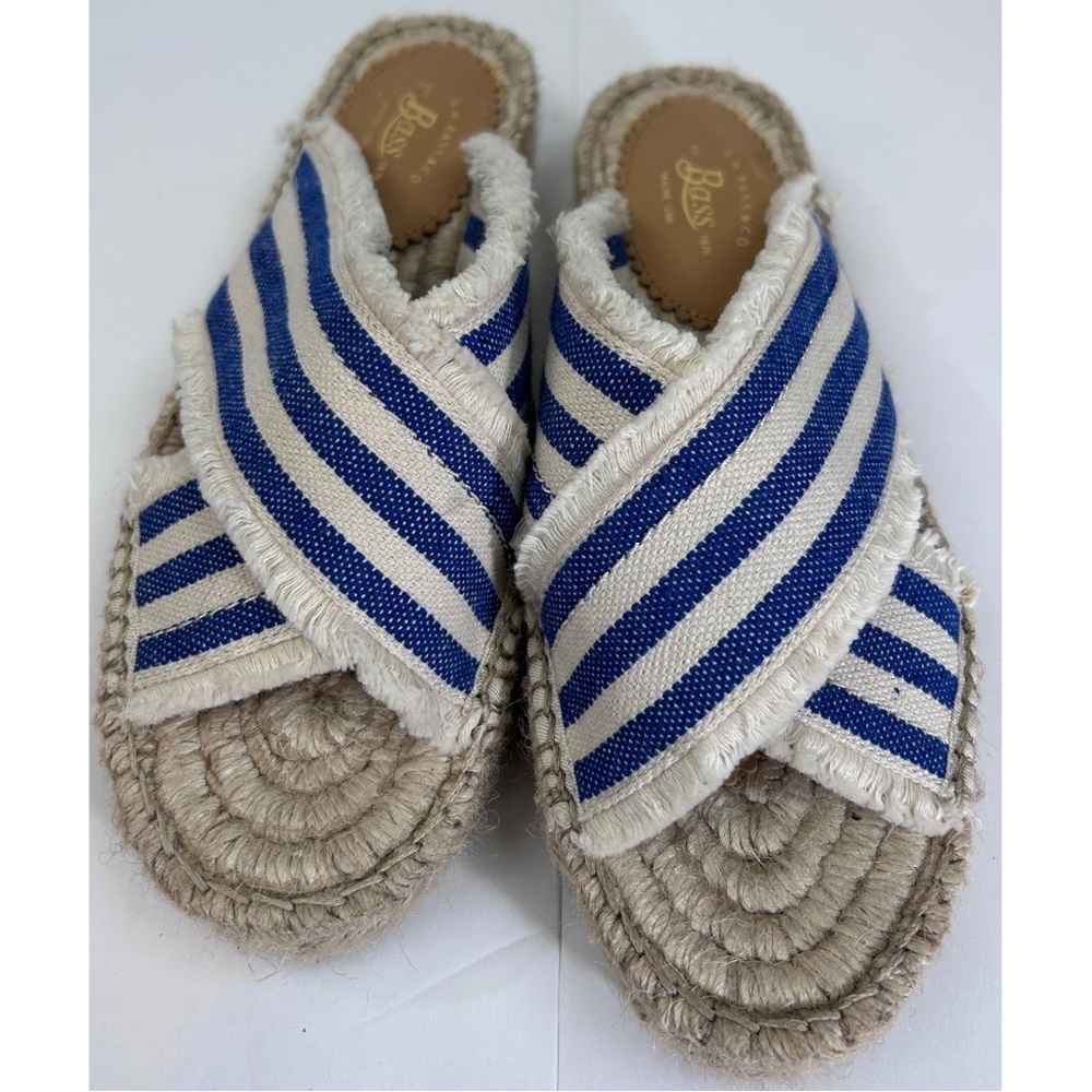 G.H Bass Annabelle Striped Pattern Fabric Crisscross Strap Espadrilles, size 7